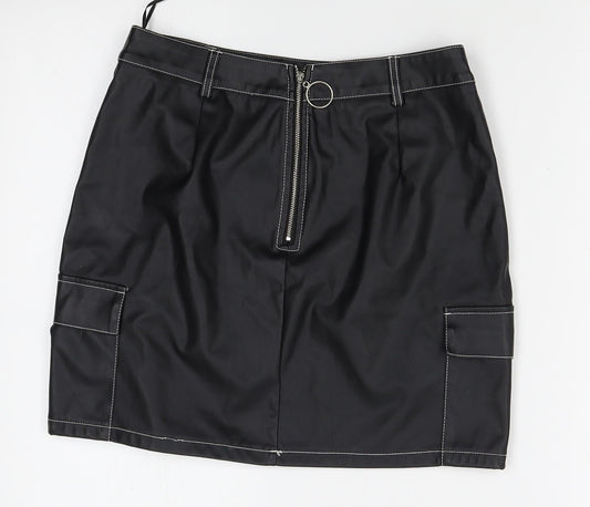 PRETTYLITTLETHING Womens Black   Straight & Pencil Skirt Size 10