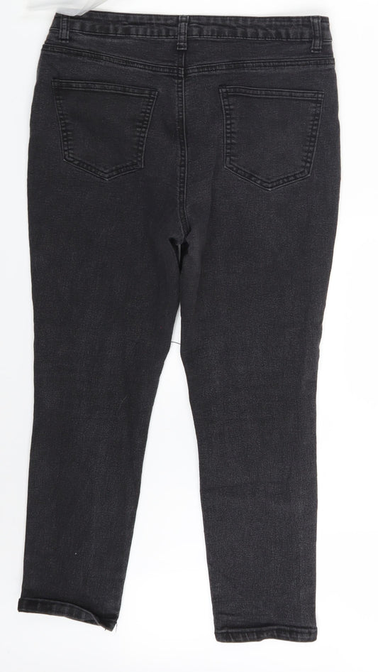 Boohoo Womens Black Denim Skinny Jeans Size 14 L24 in