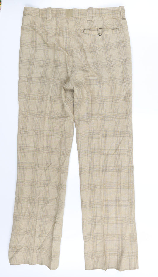 C&A Womens Beige Check Dress Pants Trousers Size 30 in L30 in