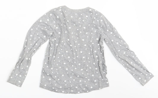 Ka Girls Grey Polka Dot Basic T-Shirt Size 6-7 Years - Part Time Unicorn