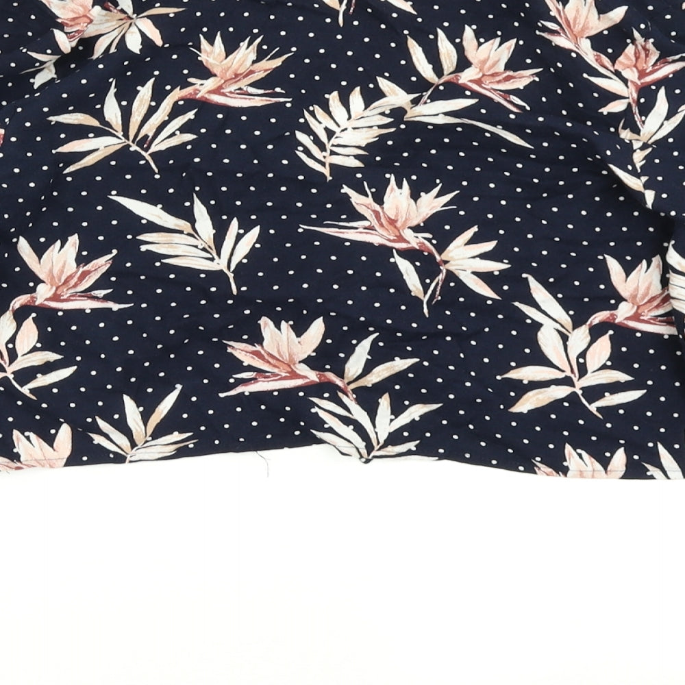 FOREVER 21 Womens Blue Polka Dot Cropped Blouse Size S