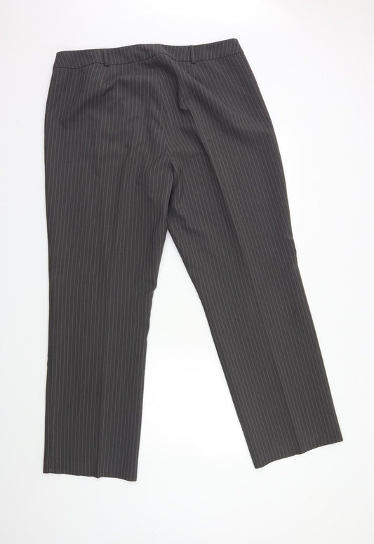 AMARANTO Womens Grey Striped Trousers Size 18 L30 in