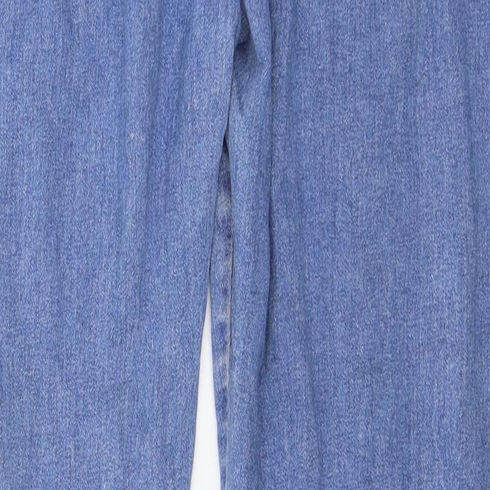 Brand and care label for Denim & Co. women’s blue denim skinny jeans, size UK 14, 29-inch leg