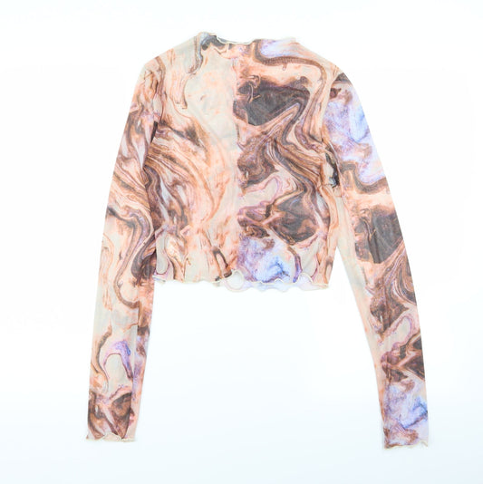 SheIn Womens Multicoloured Geometric Basic T-Shirt Size S