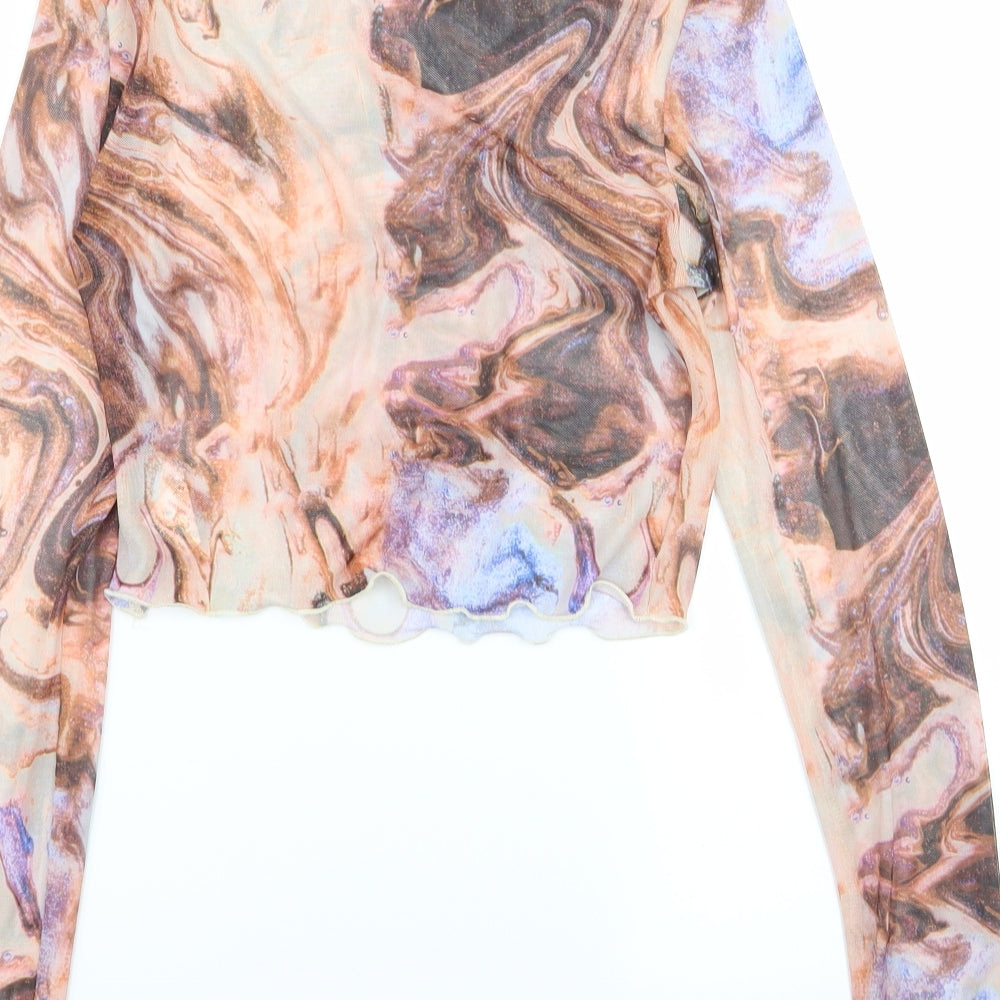 SheIn Womens Multicoloured Geometric Basic T-Shirt Size S