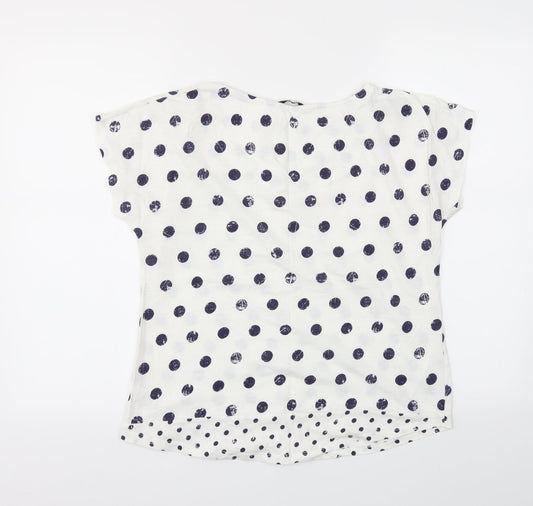 TU Womens Blue Polka Dot Basic T-Shirt Size 10