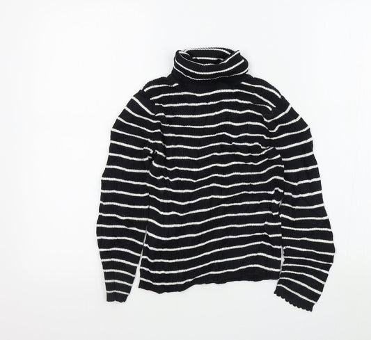 George Girls Black Striped Pullover Jumper Size 7-8 Years