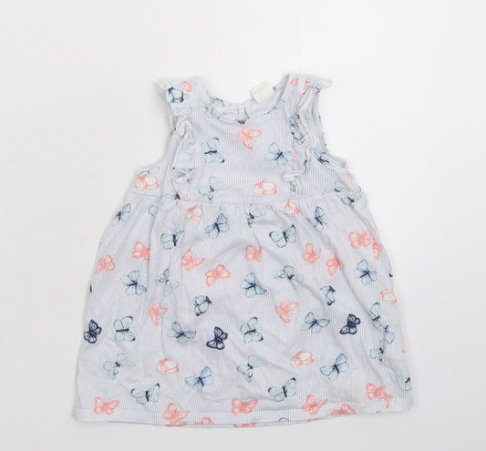 H&M Girls Multicoloured Striped Fit & Flare Size 9-12 Months