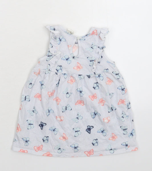 H&M Girls Multicoloured Striped Fit & Flare Size 9-12 Months