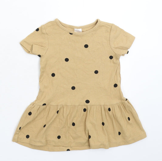 H&M Girls Beige Spotted Fit & Flare Size 9-12 Months