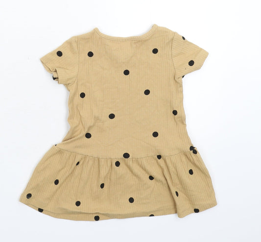 H&M Girls Beige Spotted Fit & Flare Size 9-12 Months