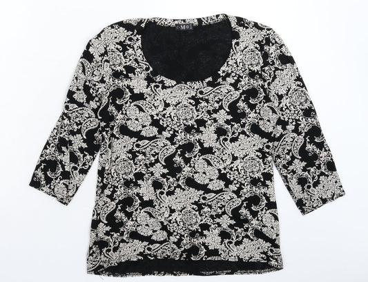 Womens UK Size 14 CMD Black Basic T-Shirt