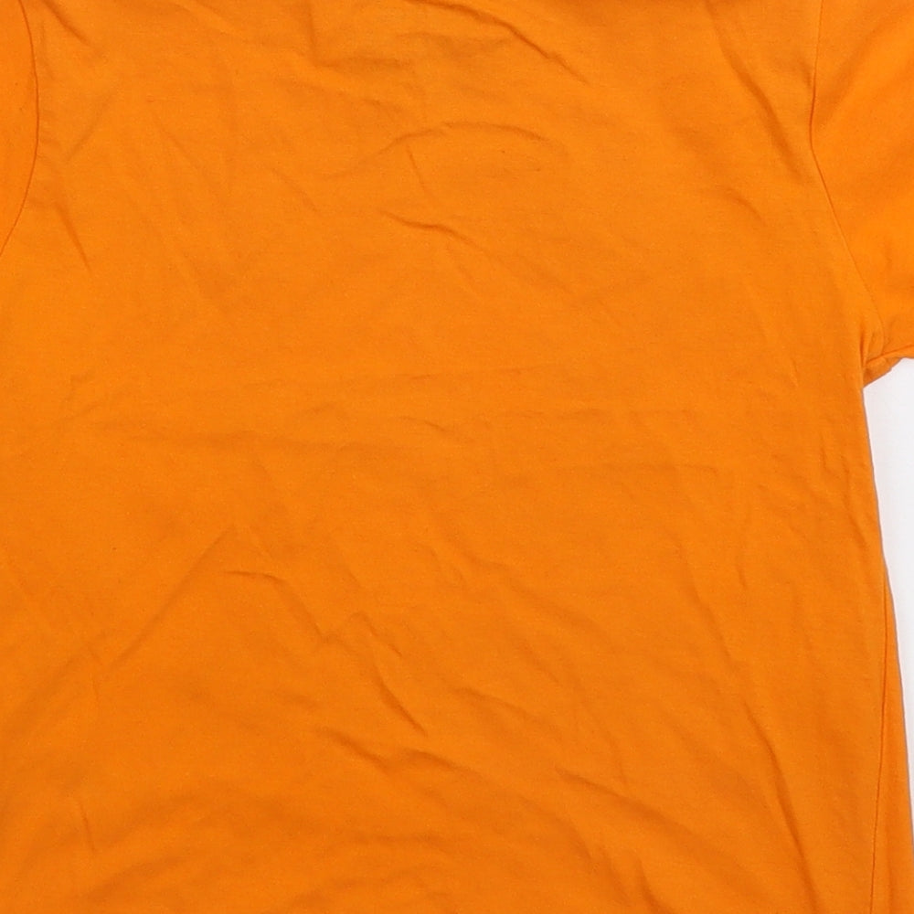 Brand and care label for Rebel boys’ orange basic t-shirt, size 4-5, years