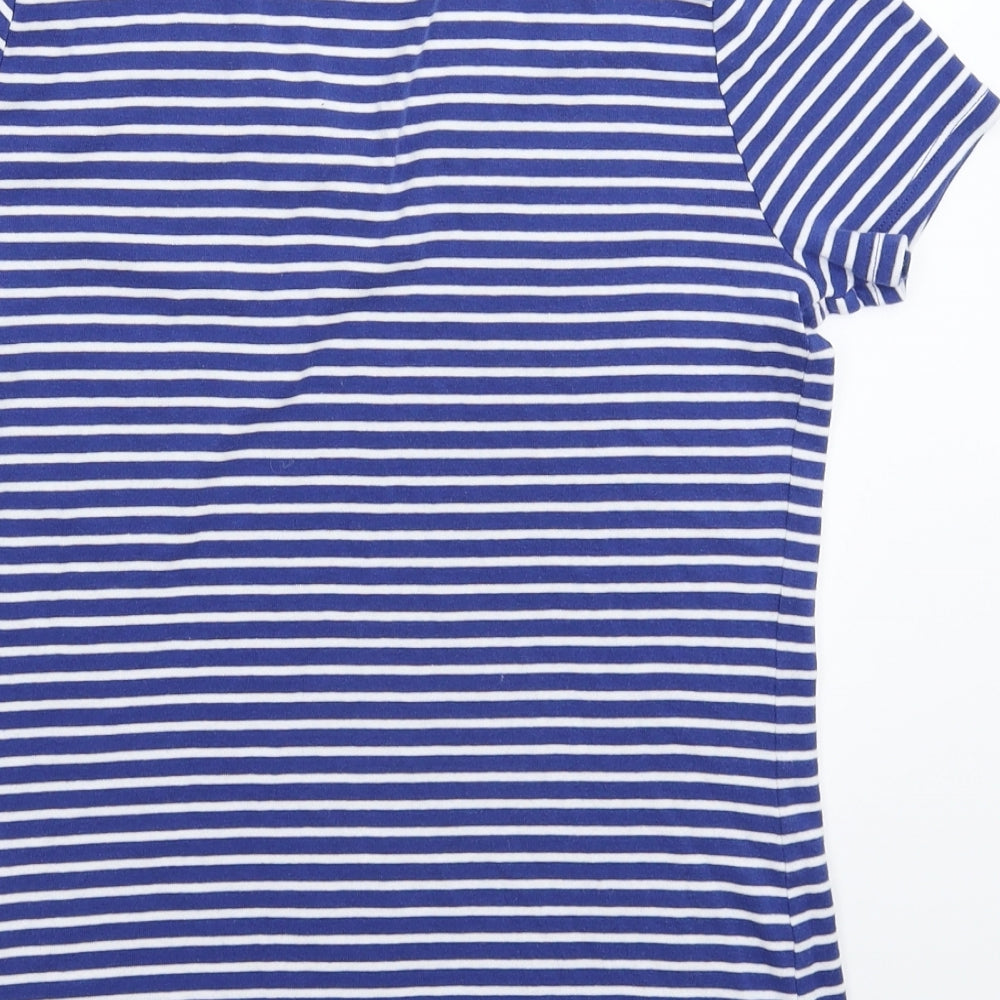 Iwie Womens Blue Striped Basic T-Shirt Size L