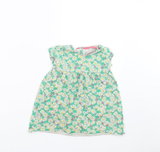 F&F Girls Green Floral T-Shirt Dress Size 12-18 Months