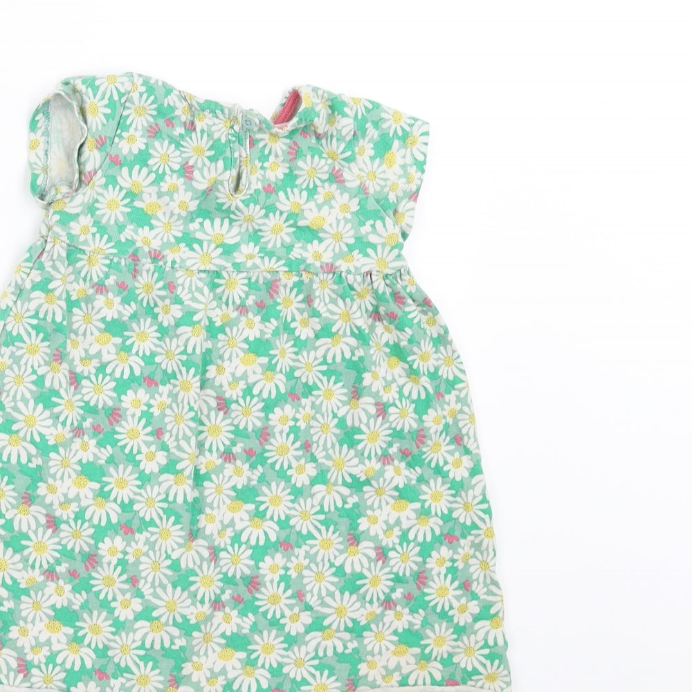 F&F Girls Green Floral T-Shirt Dress Size 12-18 Months