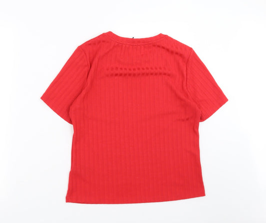 Divided by H&M Womens Red Striped Basic T-Shirt Size L