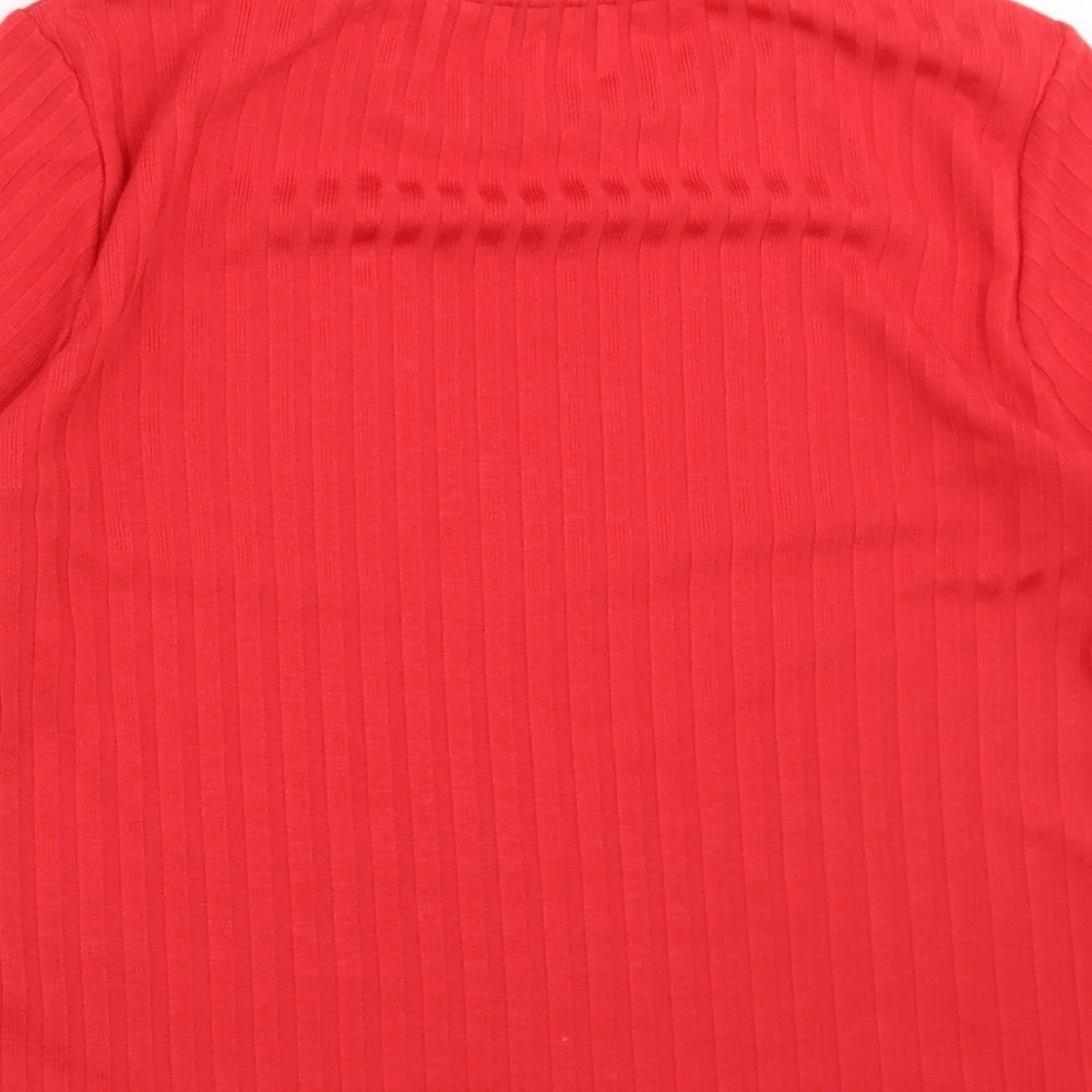 Divided by H&M Womens Red Striped Basic T-Shirt Size L