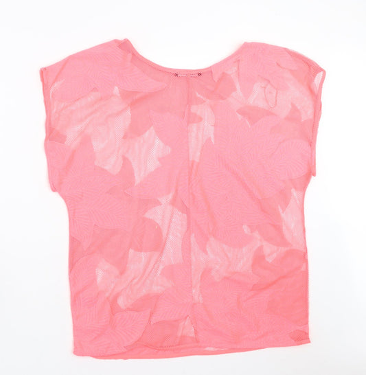 George Womens Pink Floral Basic Blouse Size XS - sheer