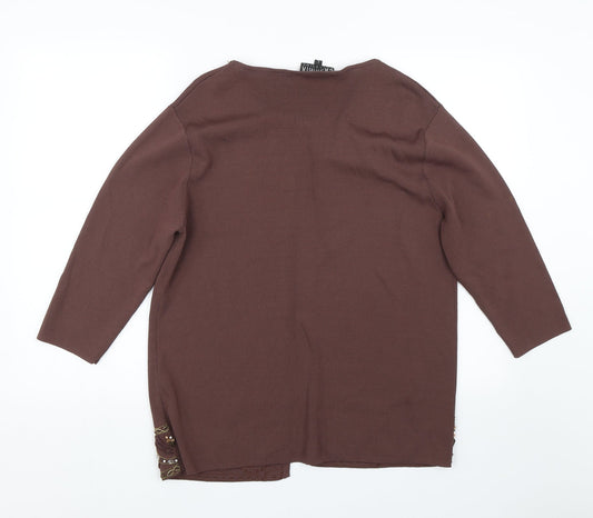Casmaia Womens Brown Cardigan Jumper Size L