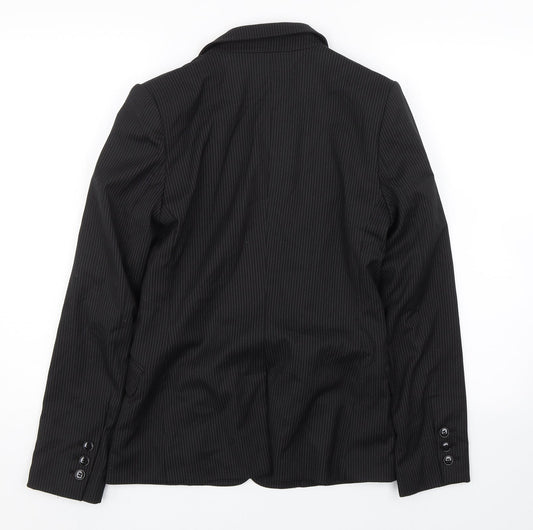 H&M Womens Black Striped Jacket Suit Size 6