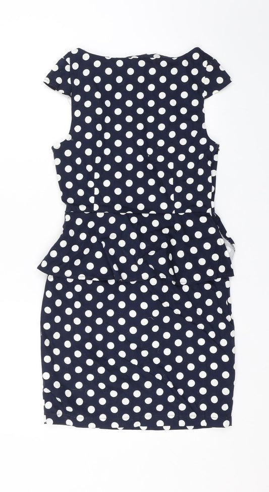 AX Paris Womens Blue Polka Dot T-Shirt Dress Size 8