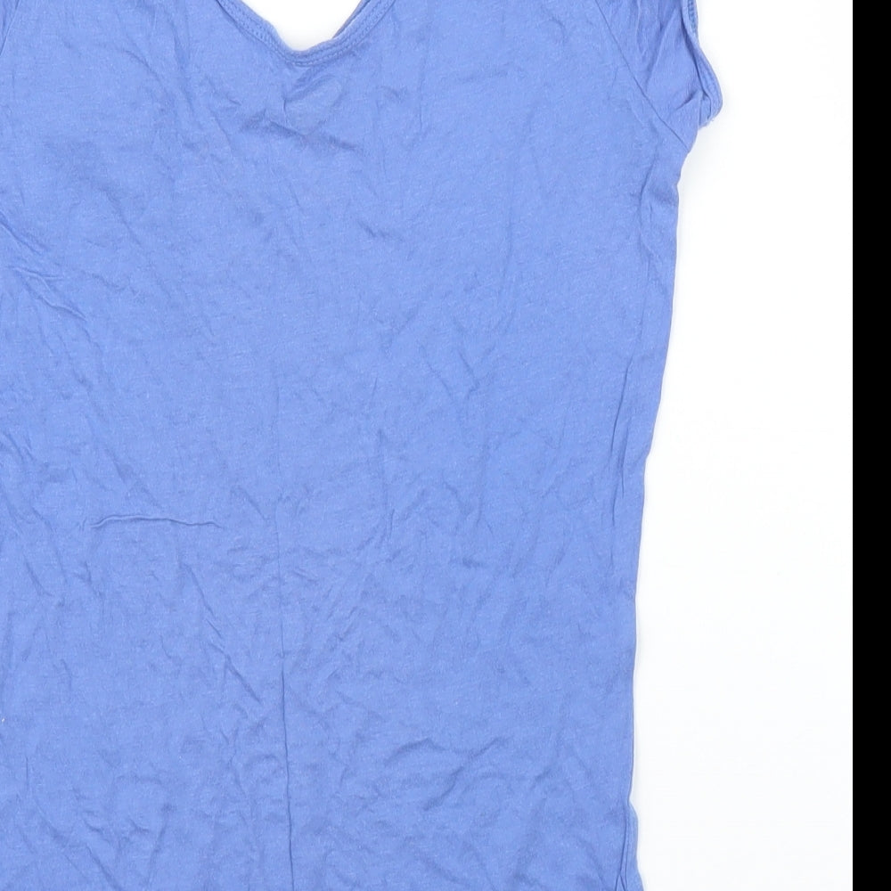 Womens UK Size S Preworn Blue Basic T-Shirt