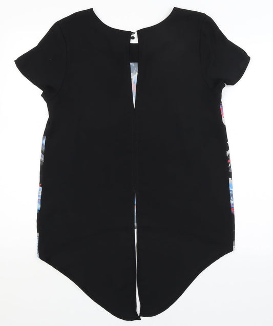 Select Womens Black Floral Basic Blouse Size 10
