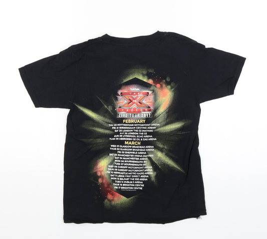 Preworn Girls Black Basic T-Shirt Size 9-10 Years - The X Factor Tour 2017