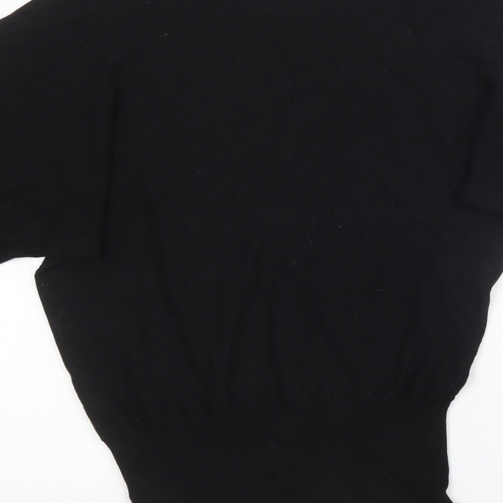 Womens Black Knit Pullover Sweatshirt Size M