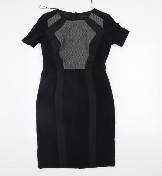 Marks & Spencer Womens Black Geometric A-Line Size 12