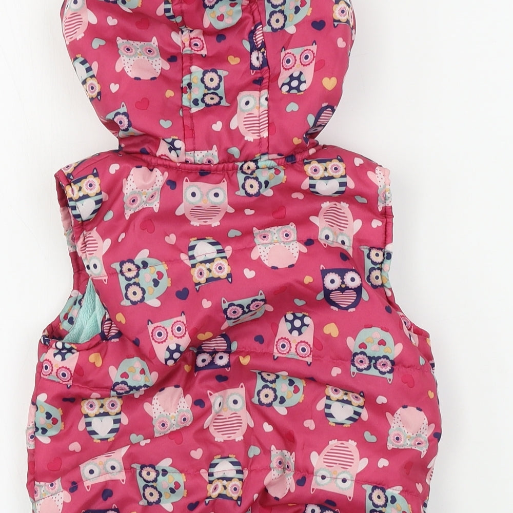 Brand and care label for Tu girls’ pink gilet coat, size 2, years