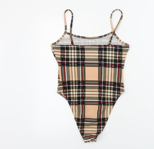 SheIn Womens Pink Check  Bodysuit One-Piece Size XS