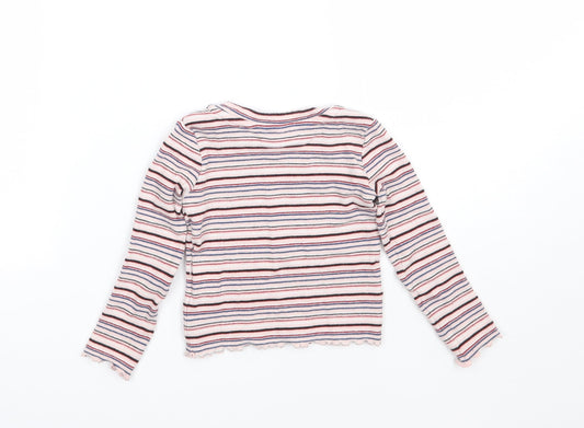 M&Co Girls Pink Striped Basic T-Shirt Size 24 Months