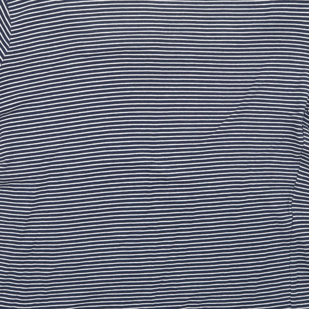 Cotton Traders Womens White Striped Basic T-Shirt Size 12