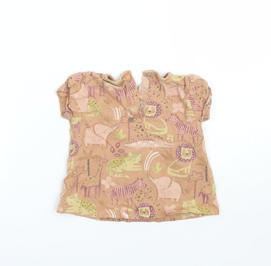 TU Girls Brown Geometric Basic T-Shirt Size 12-18 Months