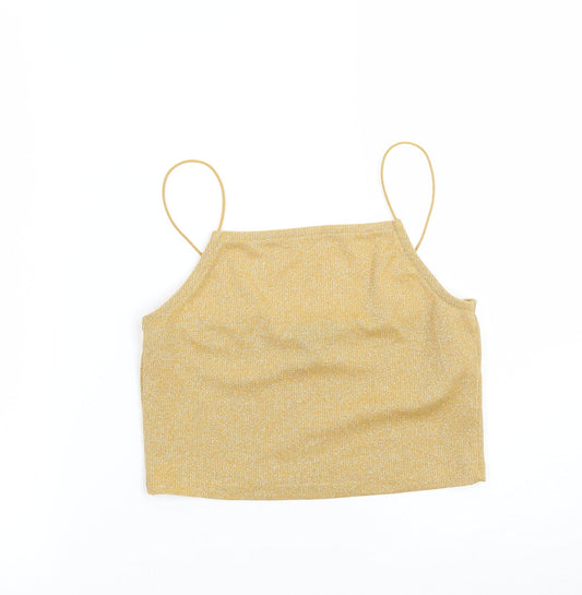 Womens UK Size 10 Newlook Yellow Cropped Tank