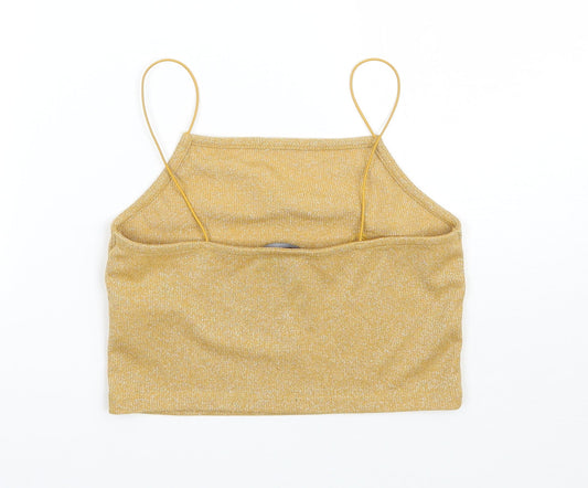 Womens UK Size 10 Newlook Yellow Cropped Tank