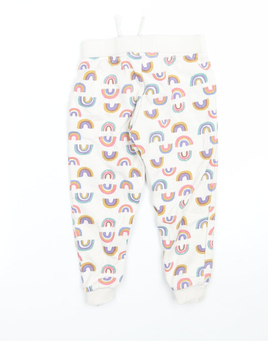 Primark Girls White Geometric Sweatpants Trousers Size 2-3 Years
