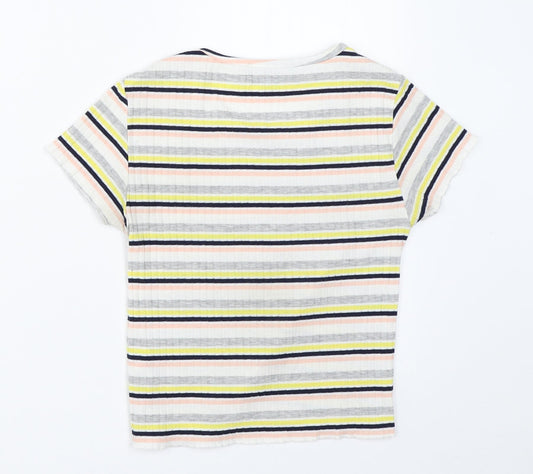Primark Womens White Striped Basic T-Shirt Size 6