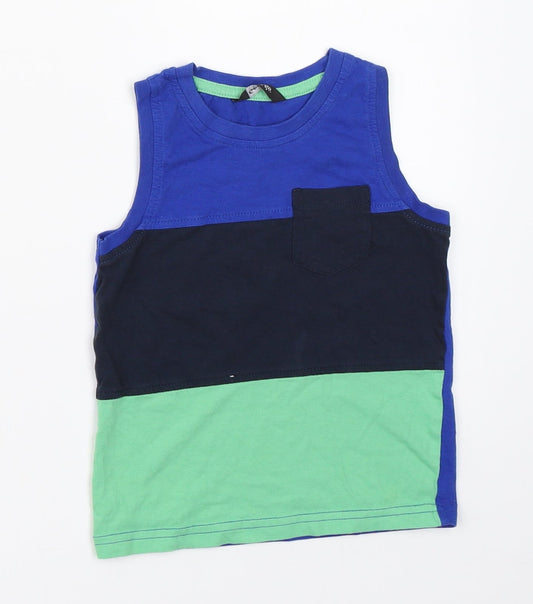 George Boys Blue Colourblock Basic Tank Size 2-3 Years
