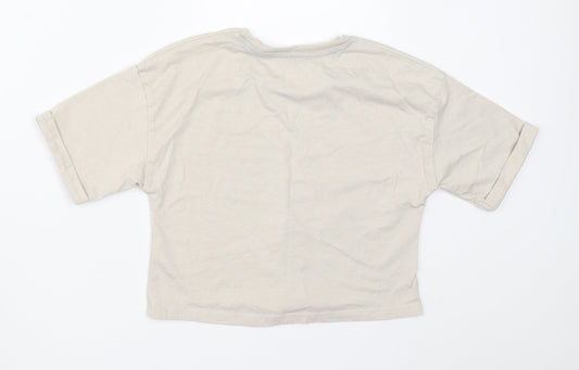 George Girls Beige Basic T-Shirt Size 7-8 Years