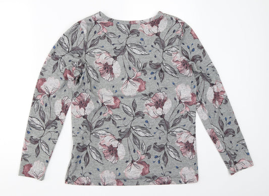 Klass Womens Grey Floral Pullover Jumper Size S