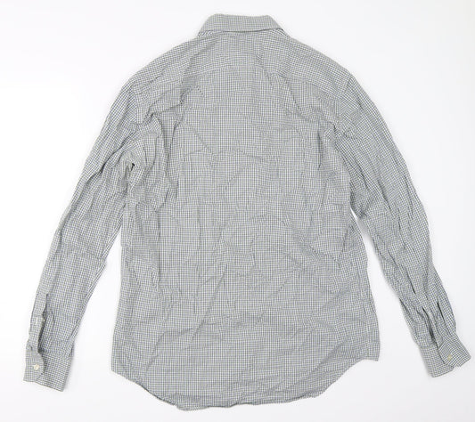 Mens UK Size 16 Marks and Spencer Green Button-Up Long Sleeve Casual Shirt
