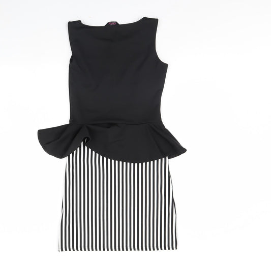 Evita Womens Black Striped Bodycon Size 10