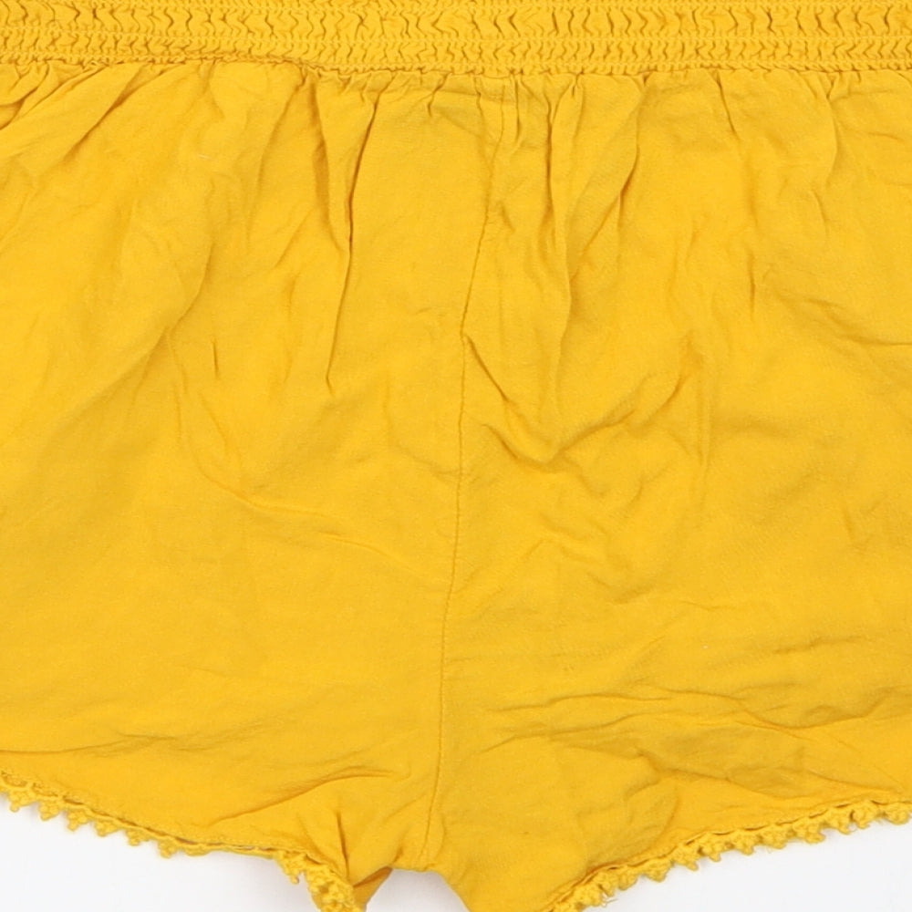 Primark Womens Yellow Hot Pants Shorts Size 10