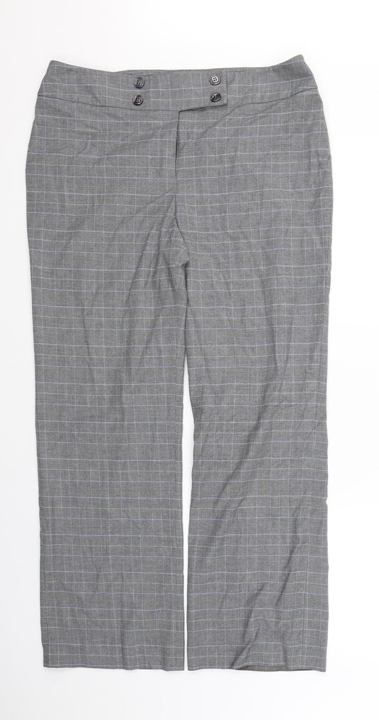 Womens UK Size 14 CC Regular Fit Dress Pants Grey Trousers