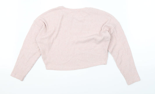 H&M Girls Pink Pullover Jumper Size 11-12 Years