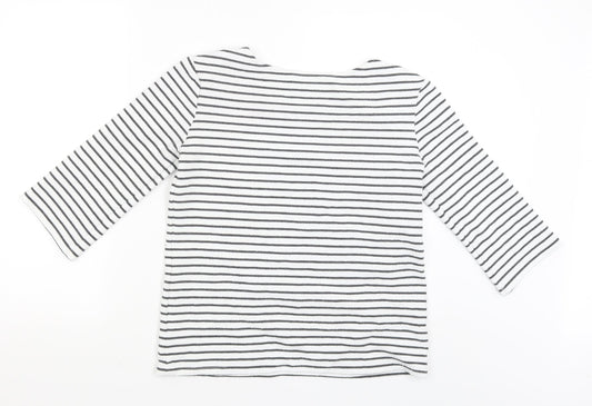 Pandini Womens White Striped Pullover Jumper Size M