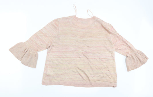 Per Una Womens Pink Striped Basic Blouse Size 16